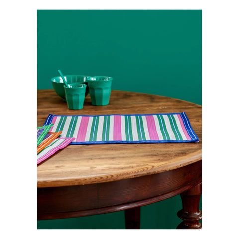 Recycled Placemat with Green and Pink Stripes