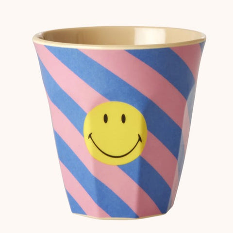 Rice Melamine Cup | Striped Smiley