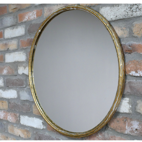 Aged Brass Circle Mirror
