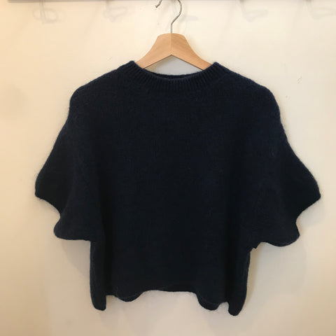 Cropped Mohair Jumper - Navy