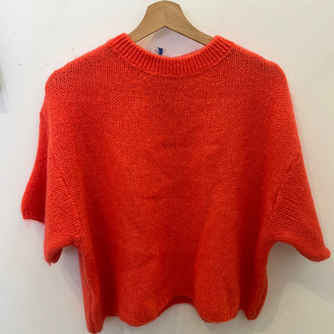 Cropped Mohair Jumper - Coral