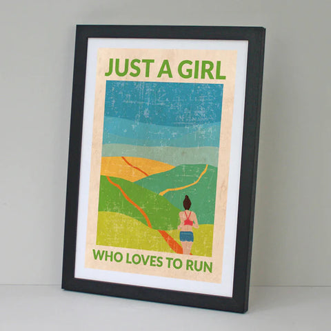 Run Girl (Brunette) Framed A3 Print