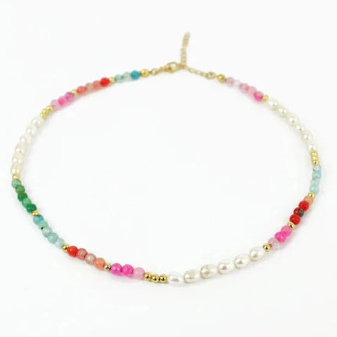My Doris Pearl & Rainbow Bead Necklace