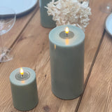 Sage Green Pillar LED Candle Flameless