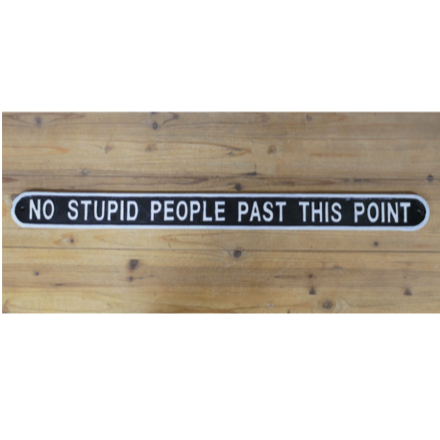 No Stupid People Past This Point Sign