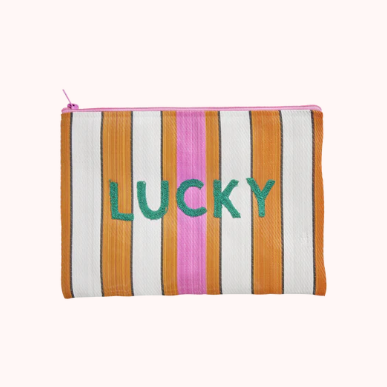 Recycled Plastic Pouch Bag With Lucky Print