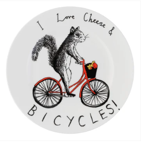 'I Love Cheese & Bicycles' China Plate