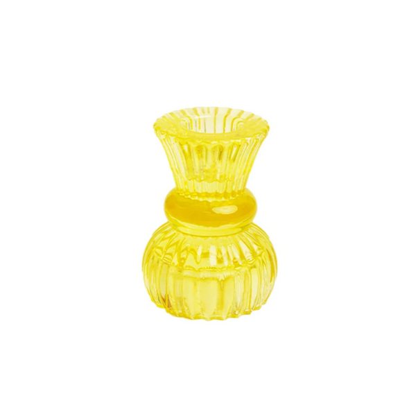 Boho Glass Candlestick Holder - Yellow