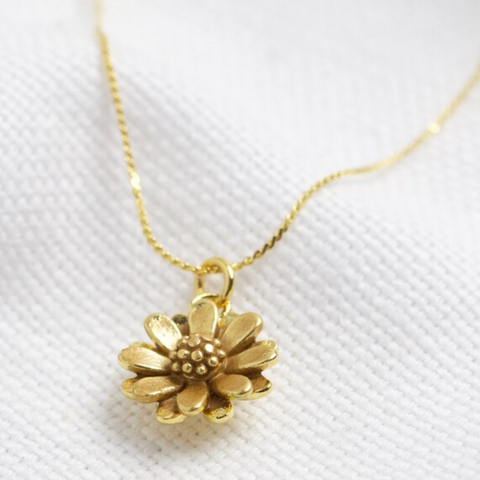 Lisa Angel Tiny Gold Daisy Pendant Necklace