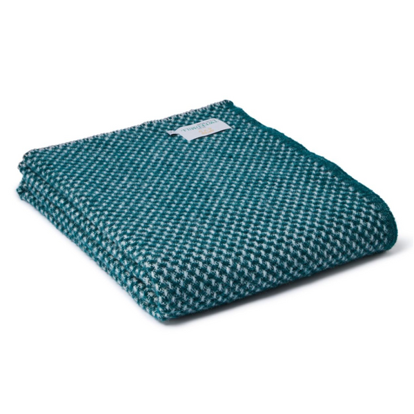 Cloth Throw with Blanket Stitch - Twill Emerald & Silver Grey