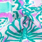 Ornate Under the Sea Shell and Fish Print Scarf in Green & Lilac