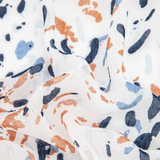 Abstract Animal Spot Scarf with Border in Cream & Navy Blue