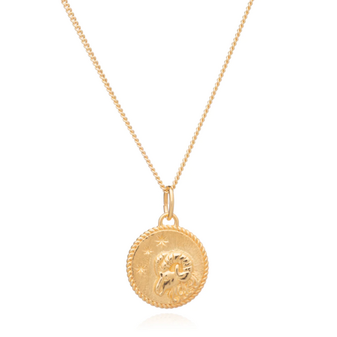 Rachel Jackson Aries Art Coin Necklace - Gold Plated