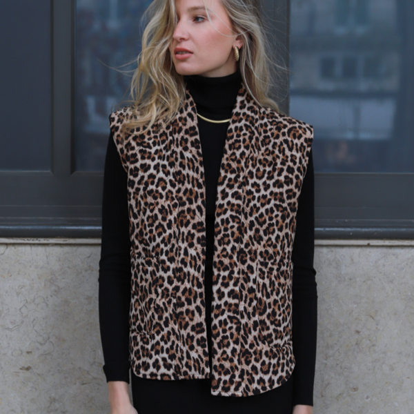 Leopard Sleeveless Quilted Vest