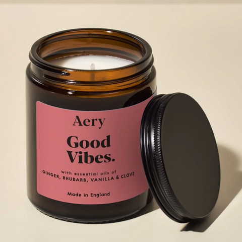 Good Vibes Scented Jar Candle - Ginger, Rhubarb & Vanilla