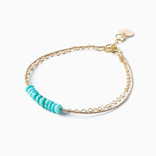 Turquoise Gold & Silk Bracelet