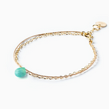 December Turquoise Gold & Silk Birthstone Bracelet