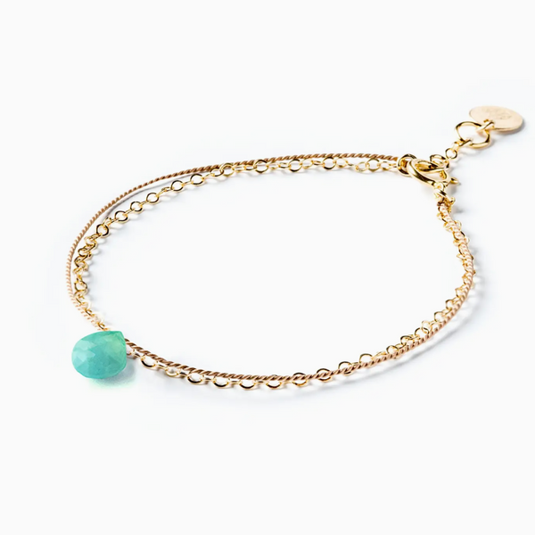 December Turquoise Gold & Silk Birthstone Bracelet