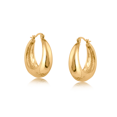 Big Metal Sophia Organic Shape Hoop Earrings - Gold