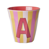 Stripe Pink Melamine Alphabet Cups - A to Z