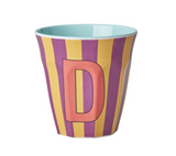 Stripe Pink Melamine Alphabet Cups - A to Z