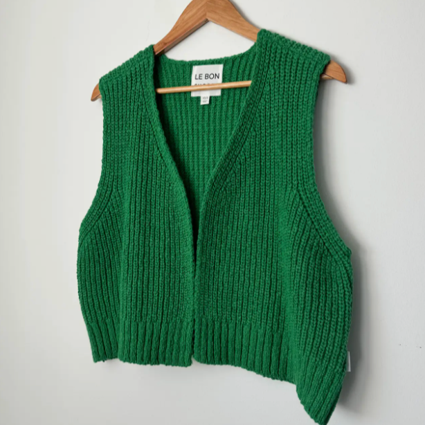 Le Bon Shoppe Granny Cotton Sweater Vest Green