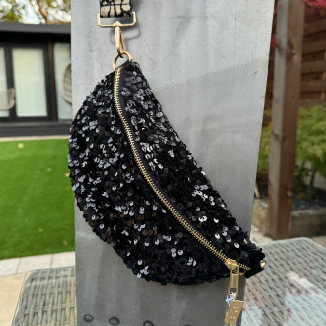 Black sequin crossbody bag on sale