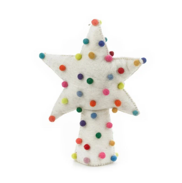 Handmade Felt Pompom Star Christmas Tree Topper Decoration