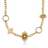 Cara Stainless Steel Sunburst Collar Necklace