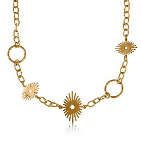 Cara Stainless Steel Sunburst Collar Necklace