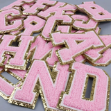 Iron on Chenille Letter Patches - Pink