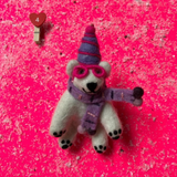 Luna the Artic Polar Bear Felt Hanging Decoration