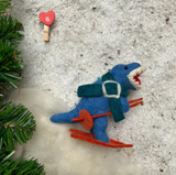 Skiing Dinosaur Felt Hanging Decoration