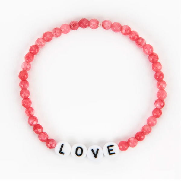 Peachy & Wild - LOVE Bracelet - Pink Chalcedony