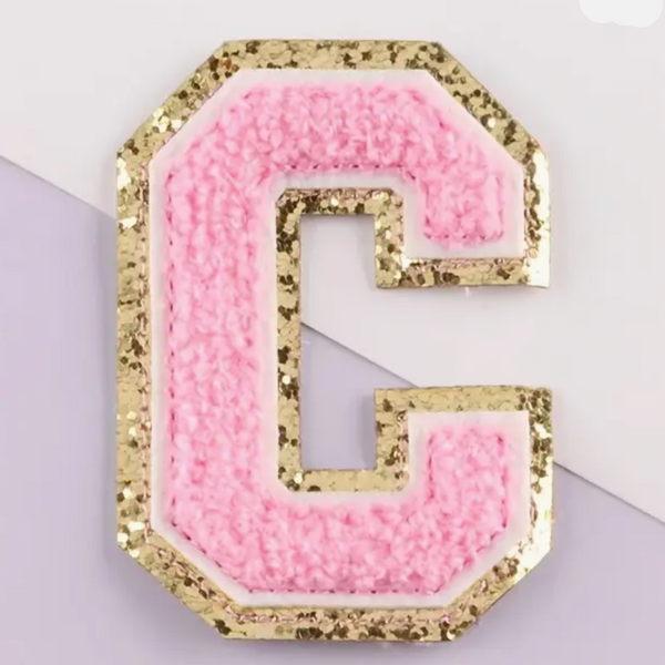Iron on Chenille Letter Patches - Pink