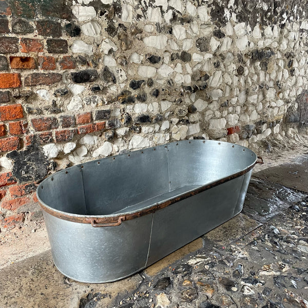 Large Galvanised Metal Bath Tub Planter