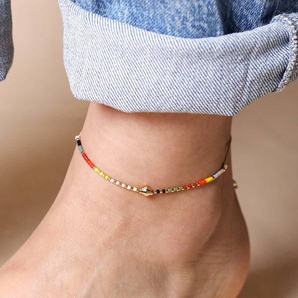 Lisa Angel Multicoloured Miyuki Bead Cord Anklet