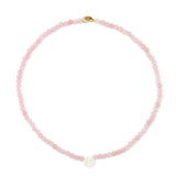 Peachy & Wild - Rose Quartz Stone Smiley Face Necklace