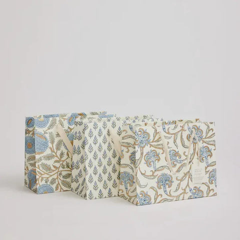 Hand Block Printed Gift Bag Blue Stone - Medium