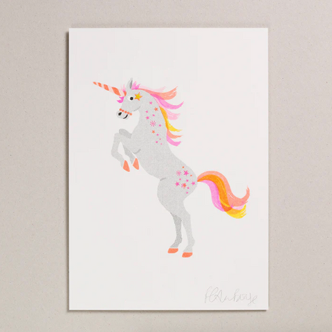 Unicorn Risograph Framed Print