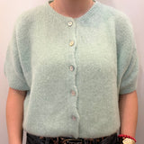 Cropped Sleeve Mohair Cardigan - Mint