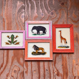 Vintage Glass Framed Painting Animals - Medium