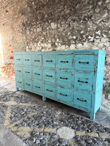 Large Vintage Indian 18 Drawer Unit