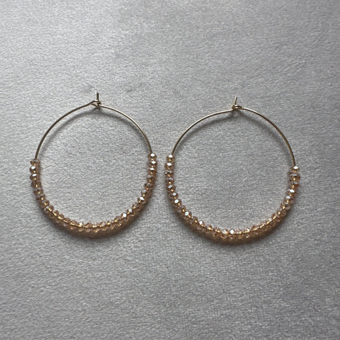 Isles & Stars Glass Bead Hoop Earring - Gold/Ivory