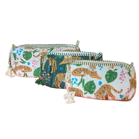 Quilted Wash Bag - Tiger Leaf