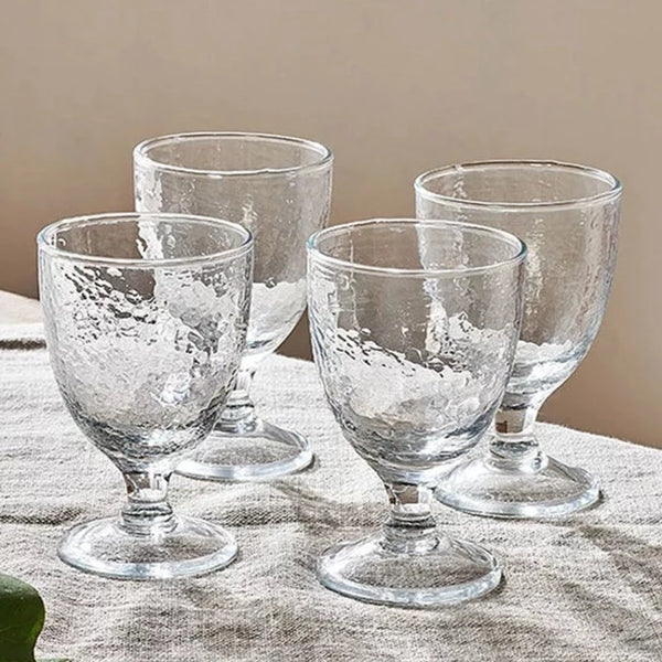 Yala Hammered Wine Glass - Clear Glass