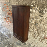 Antique Oak Tall Narrow Cupboard With Stencilled Numbers