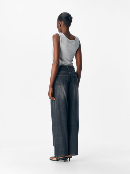 Object Wide Leg Jeans Noos - Medium Grey Denim