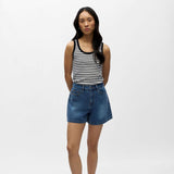 Object Andrea High Waisted Shorts - Medium Blue Denim