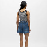 Object Andrea High Waisted Shorts - Medium Blue Denim